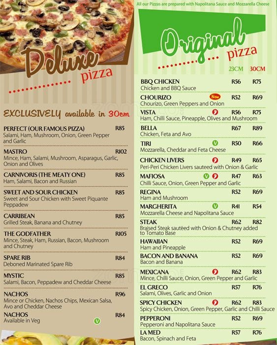 Menu at Pizza Perfect restaurant, Randburg, Elnita Avenue