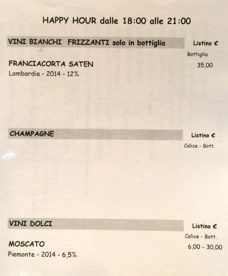 Menu di Per Bacco 