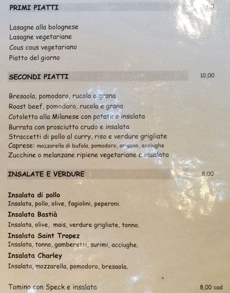 Menu di Per Bacco 