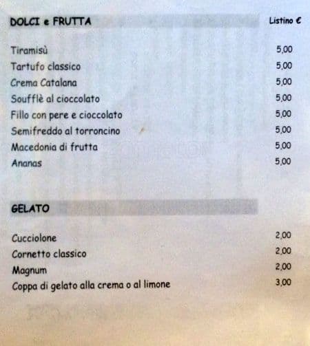 Menu di Per Bacco 