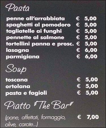 Menu di The Bar 