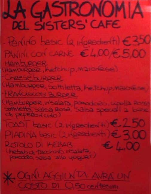 Menu di Sisters 