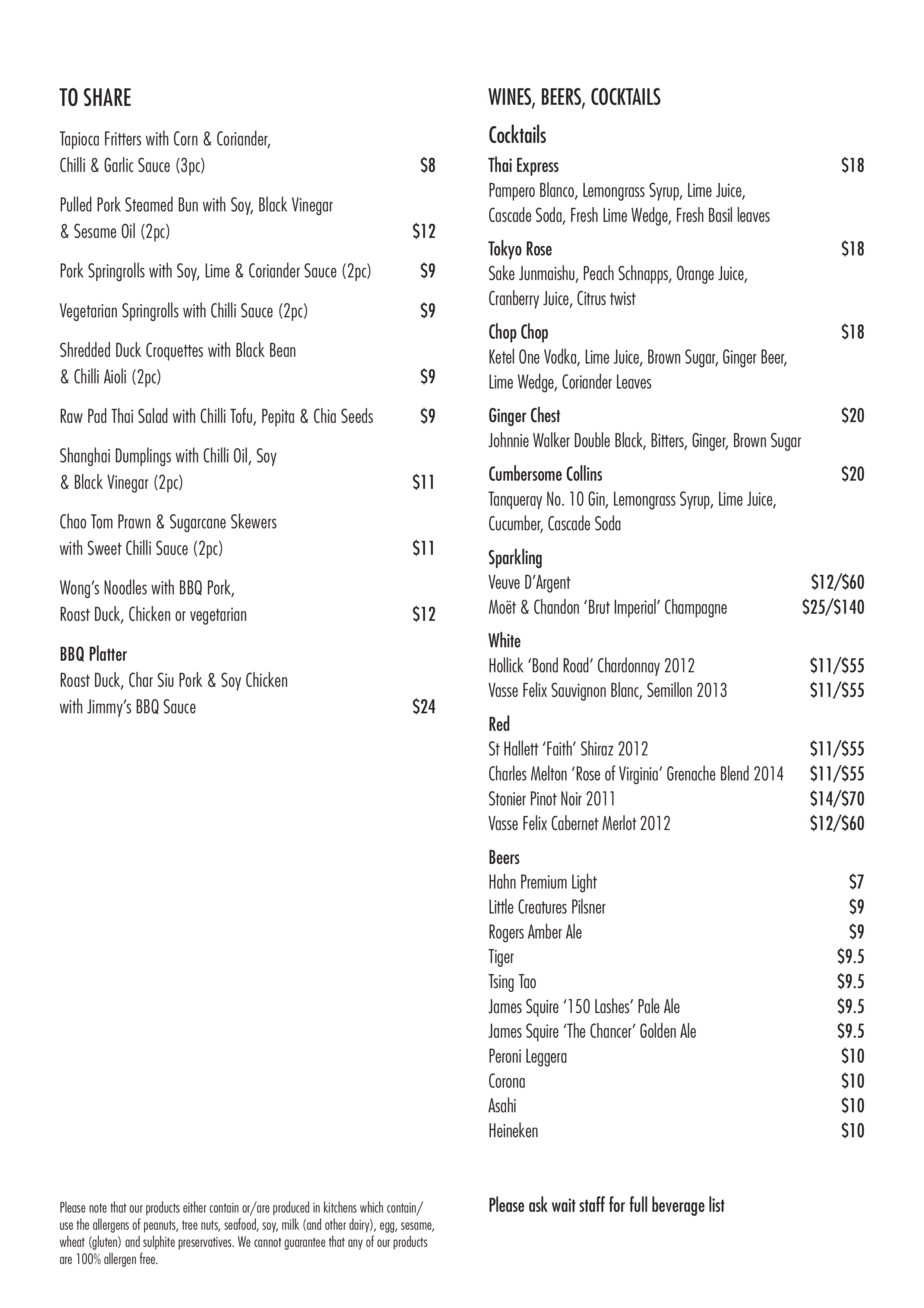 Menu at hi line rooftop bar burswood