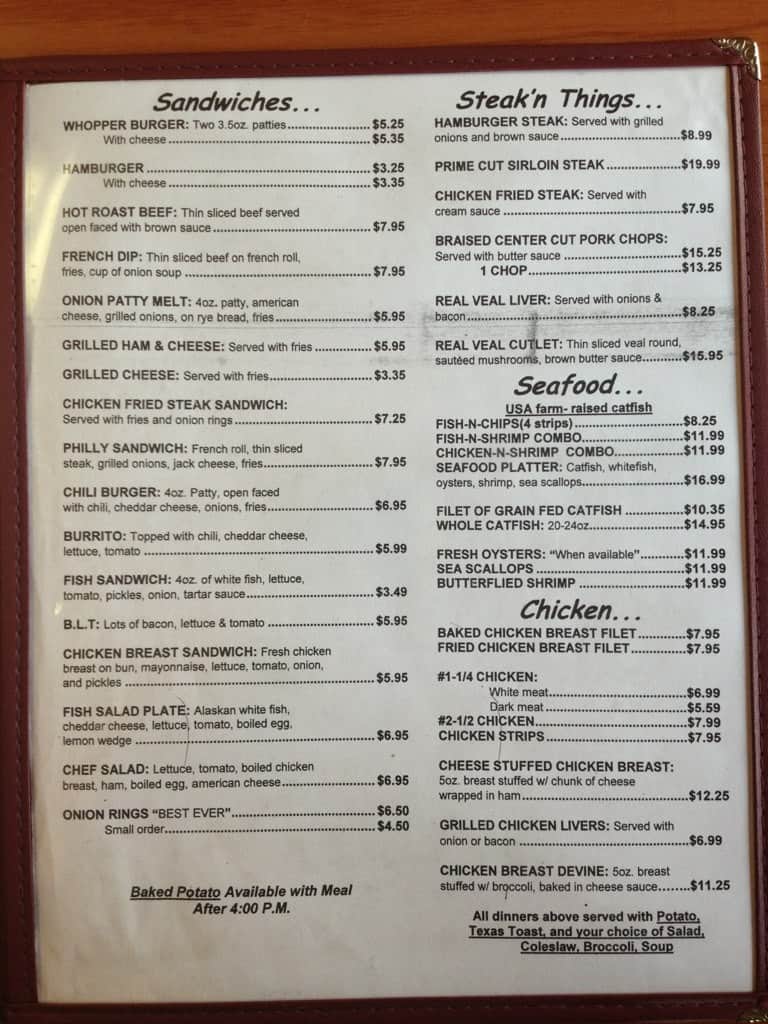 Menu at Meacham's Family Restaurant, Ash Flat