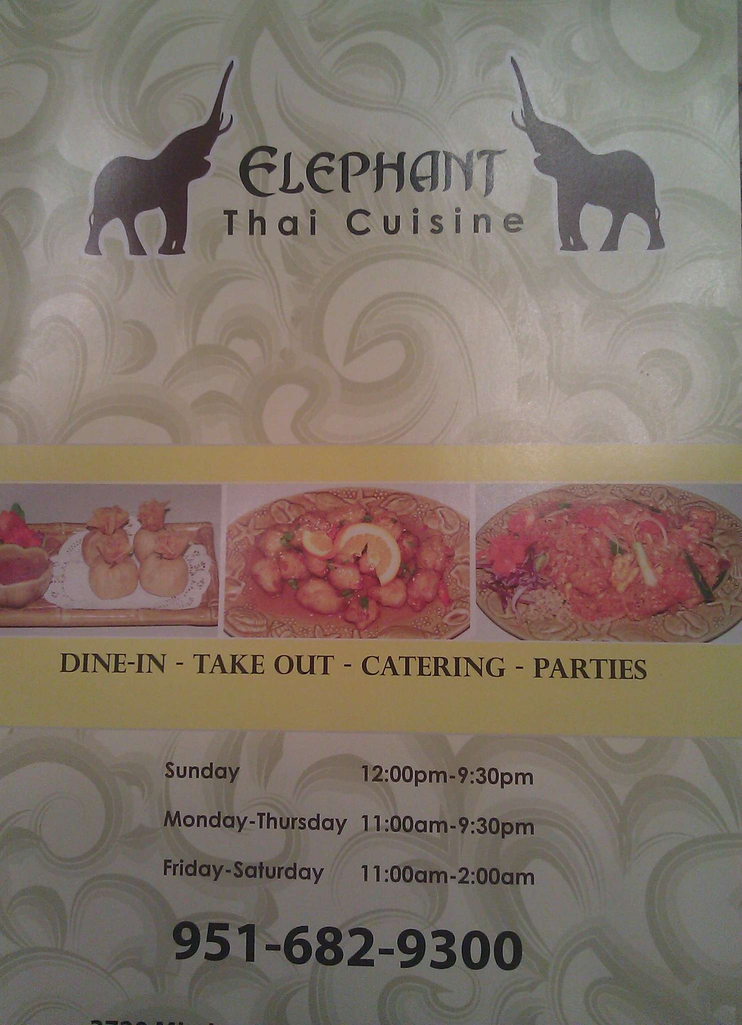 Elephant Thai Cuisine Menu, Menu for Elephant Thai Cuisine, Riverside