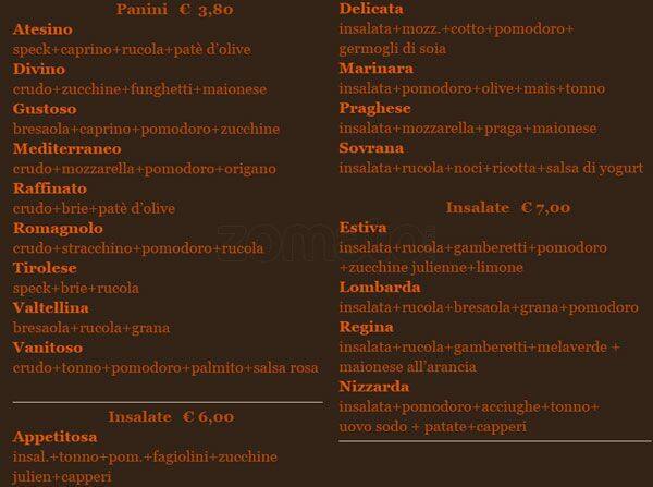 Menu di Tatanka Milano 