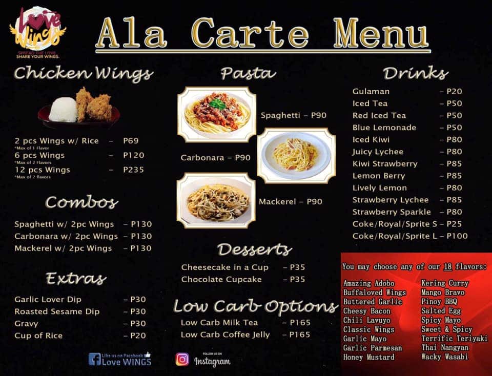 Filipino Ala Carte Menu