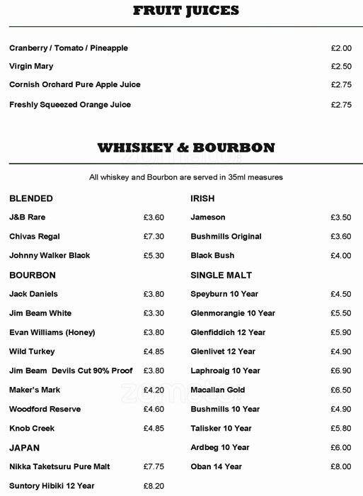 Menu at The Palmerston pub & bar, London, 91 Lordship Ln