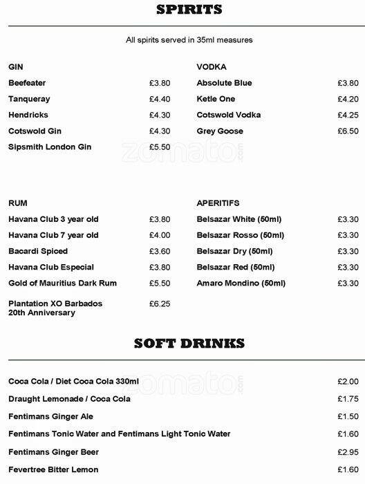 Menu at The Palmerston pub & bar, London, 91 Lordship Ln