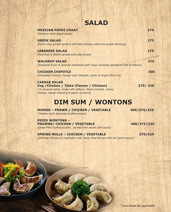 Board Walk The Restaurant menu