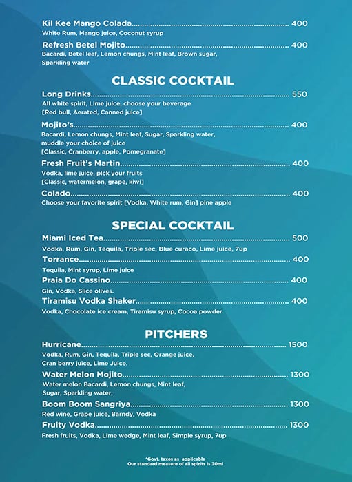 Board Walk The Restaurant menu