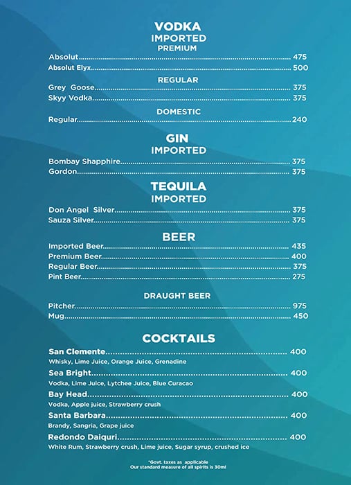 Board Walk The Restaurant menu