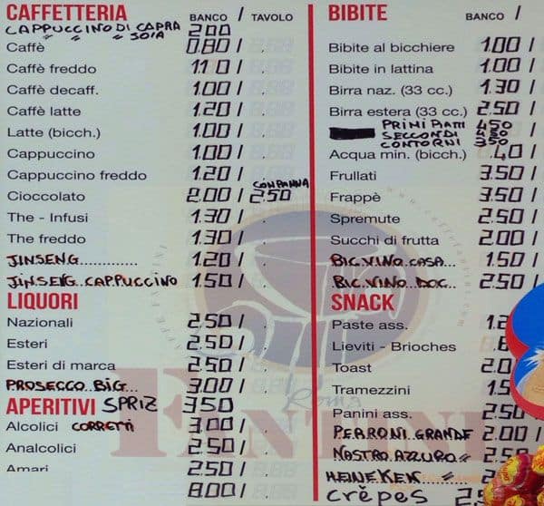 Menu di Il Pizzicagnolo Bar 