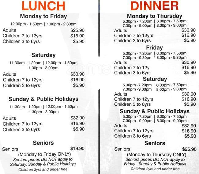 Casino nb buffet menu