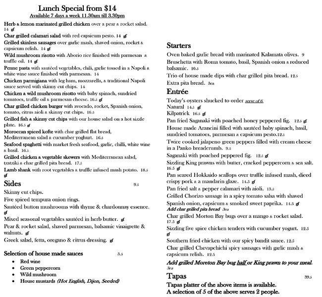 Pier 35 Bar & Grill Menu, Menu for Pier 35 Bar & Grill, Port Melbourne