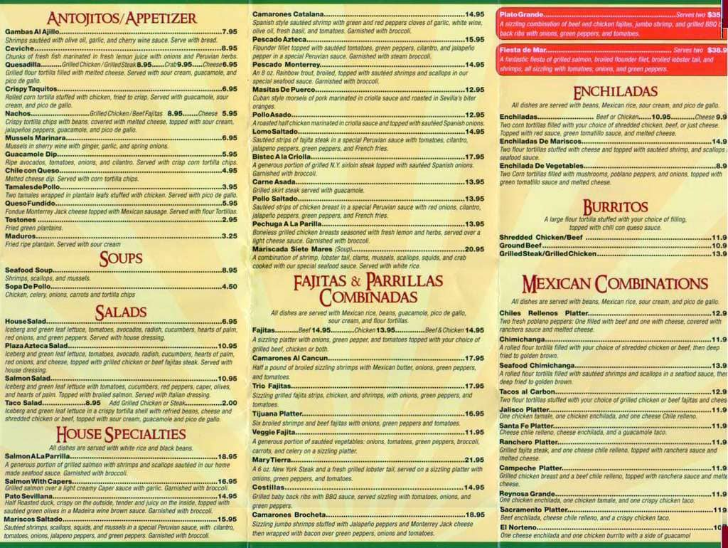 plaza-azteca-menu-menu-for-plaza-azteca-bethesda-montgomery-county-urbanspoon-zomato