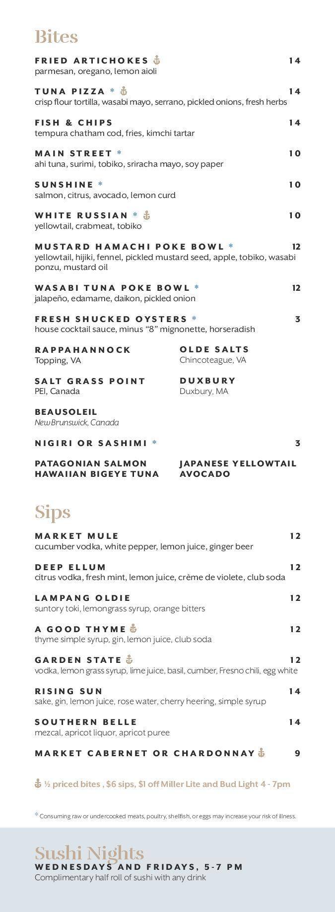 Carta de Dallas Fish Market