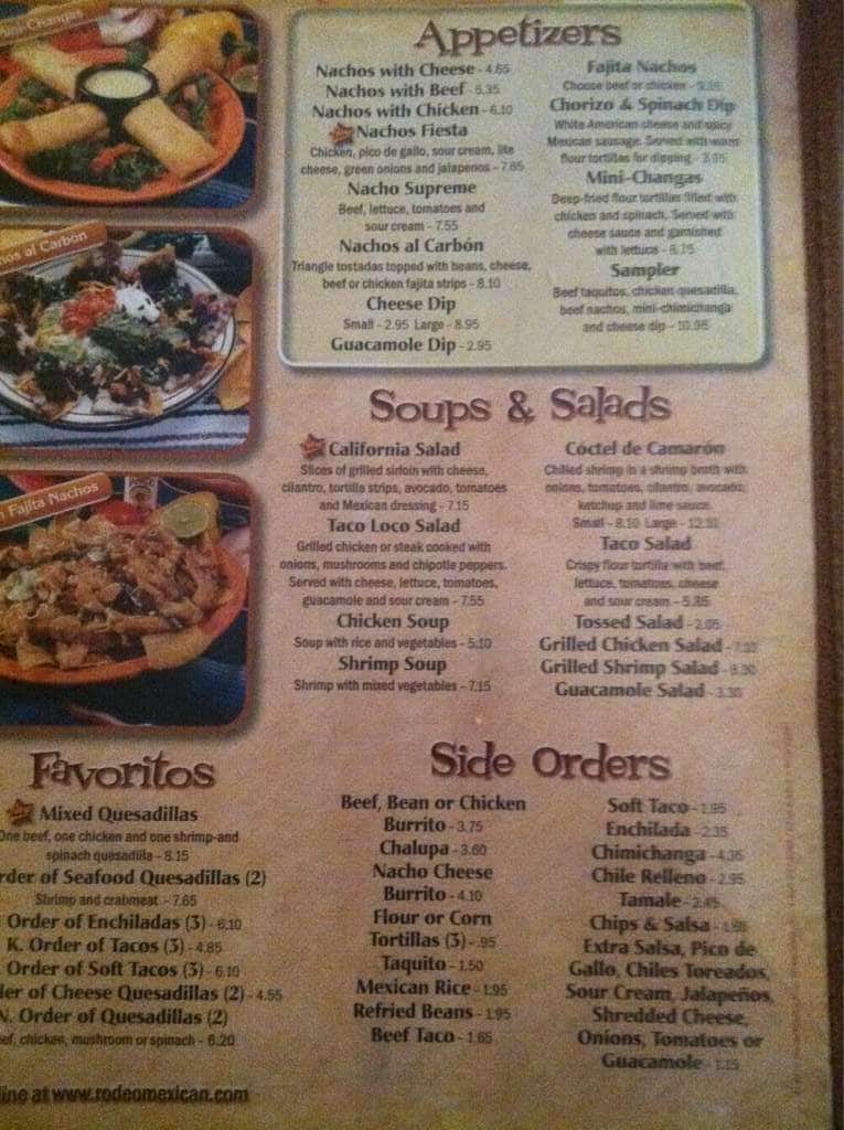 Rodeo Mexican Restaurant Menu Menu For Rodeo Mexican Restaurant Hinesville Hinesville