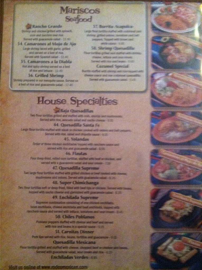 Rodeo Mexican Restaurant Menu Menu For Rodeo Mexican Restaurant Hinesville Hinesville