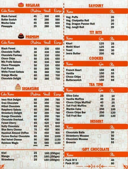 Degrees The Cake Studio Menu Zomato