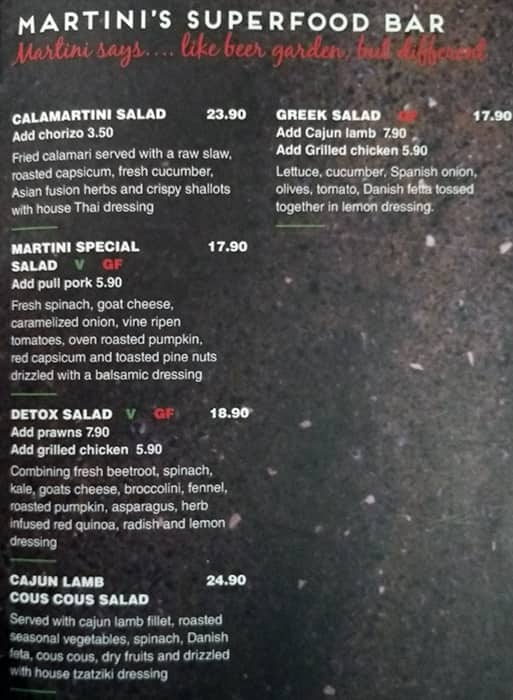 Menu at Martini and Co Werribee restaurant, Hoppers Crossing