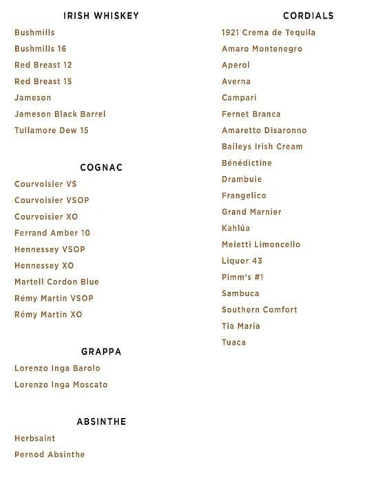 Menu at Peggy's on the Green steakhouse, Boerne