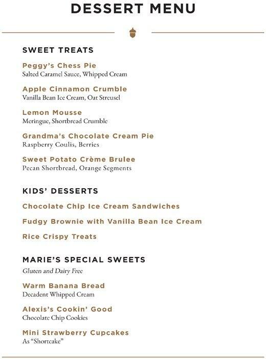 Menu at Peggy's on the Green steakhouse, Boerne