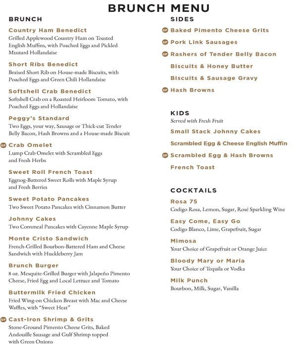 Menu at Peggy's on the Green steakhouse, Boerne