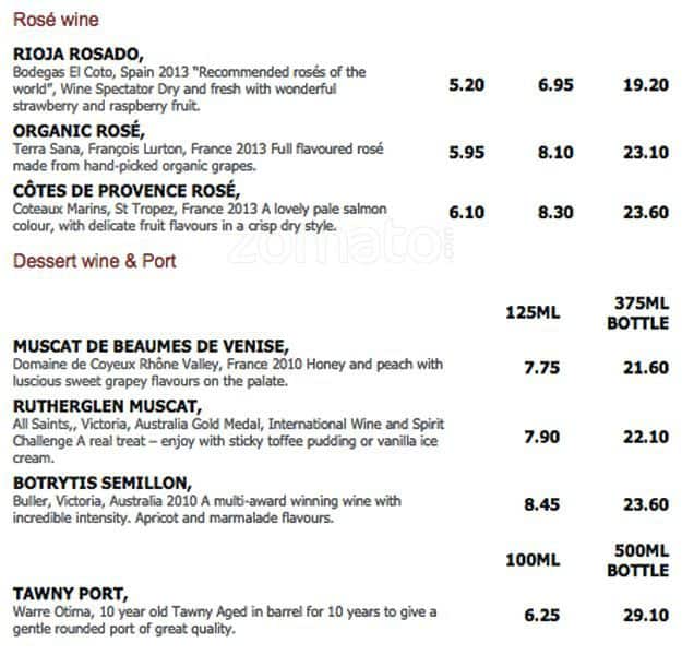 Menu at The Flask pub & bar, London, 14 Flask Walk