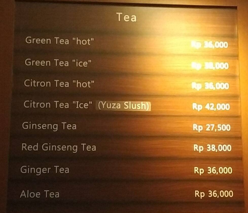 Menu at Bon Bread cafe, South Jakarta