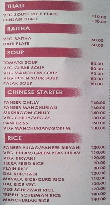 Satvik Only Veg menu