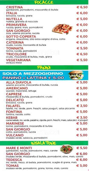 Menu di Pizzeria pomodorino basilico 