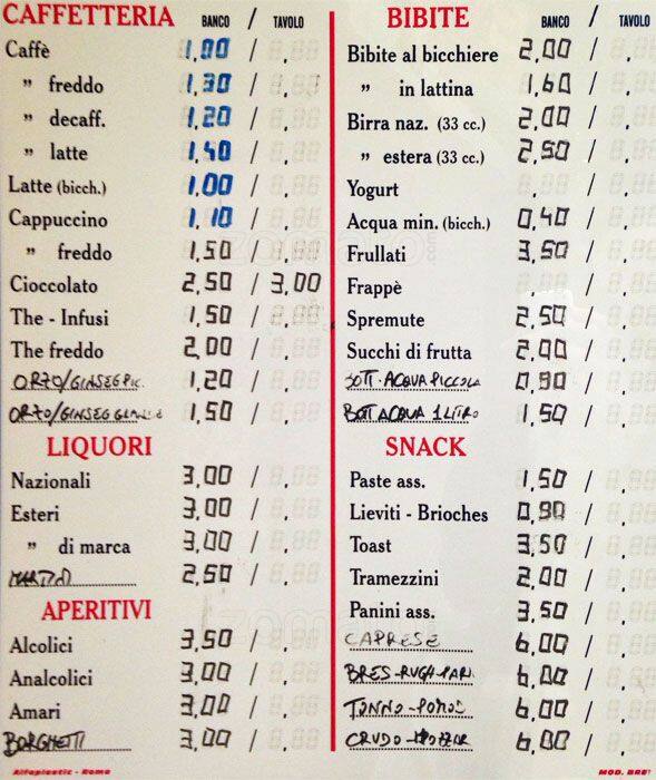 Menu di Chicco D'Oro 