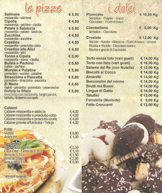Menu di Delizia lo Sfizio 