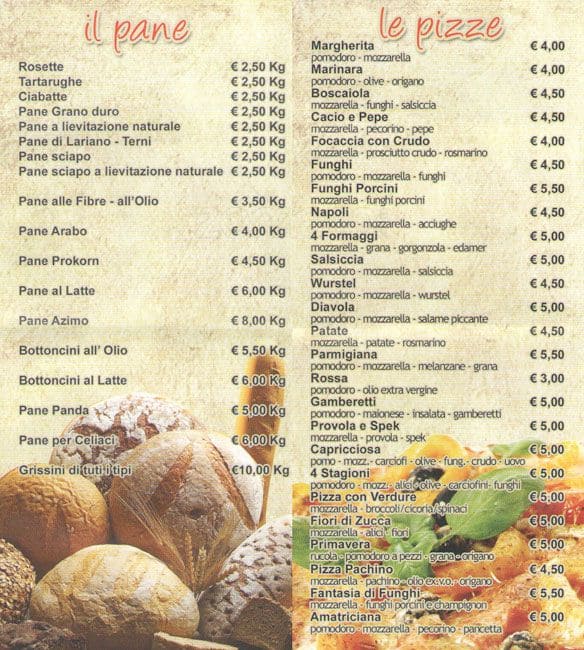 Menu di Delizia lo Sfizio 