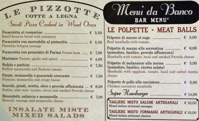 Menu di Gino in Trastevere 