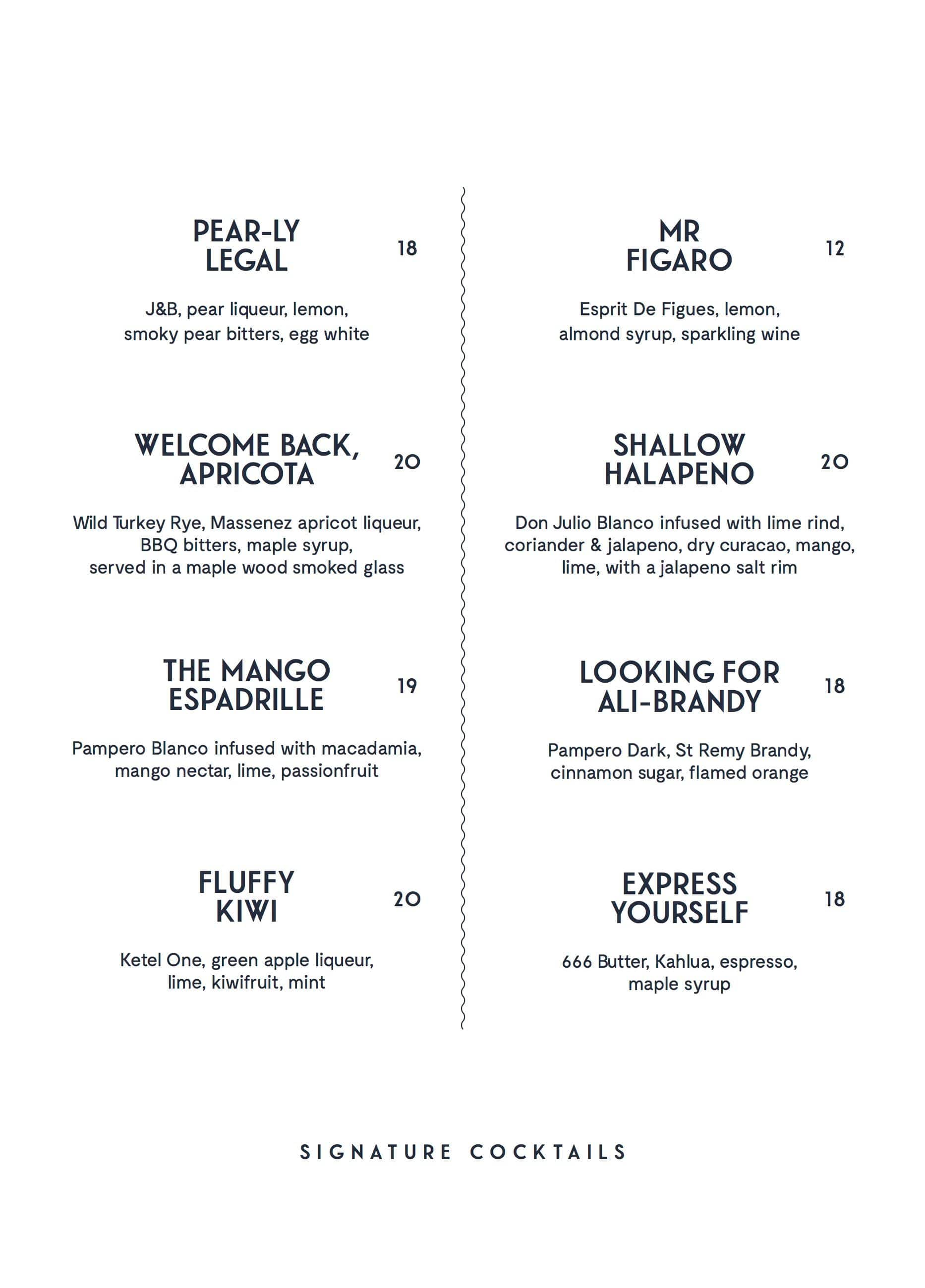 Rooftop Bar and Cinema menu, Menu restauracji Rooftop Bar and Cinema