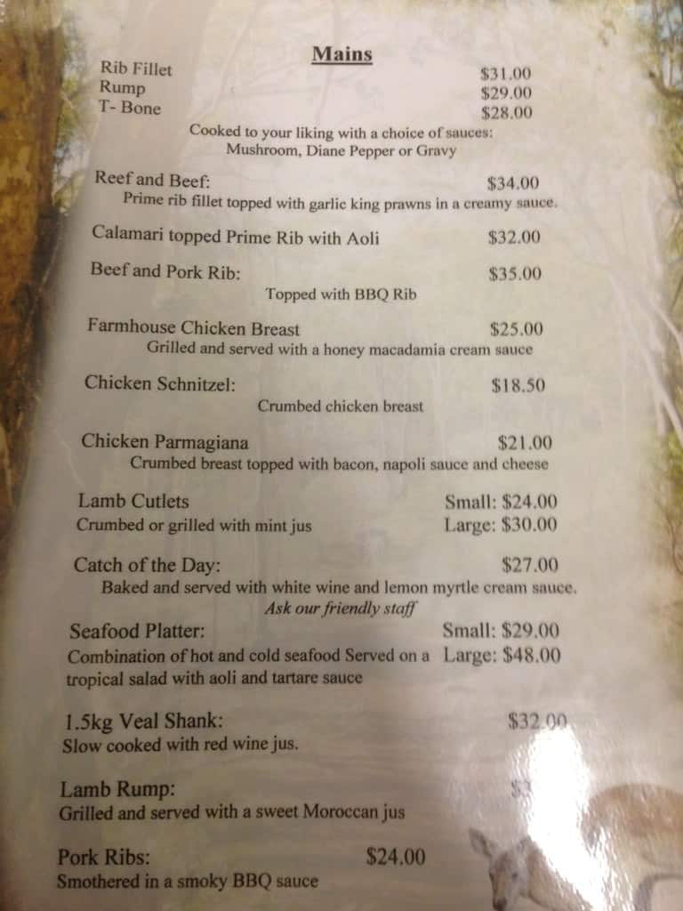 The Clydesdale Motel And Steak Barn Menu