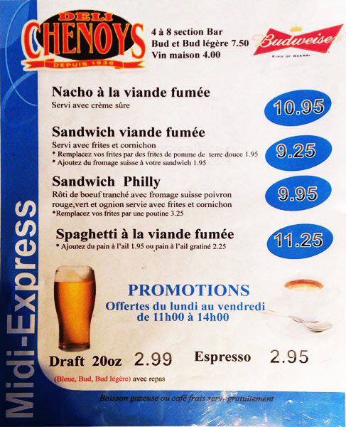 Menu au Nickels Deli restaurant, Gatineau, 120 Bd de l'Hôpital