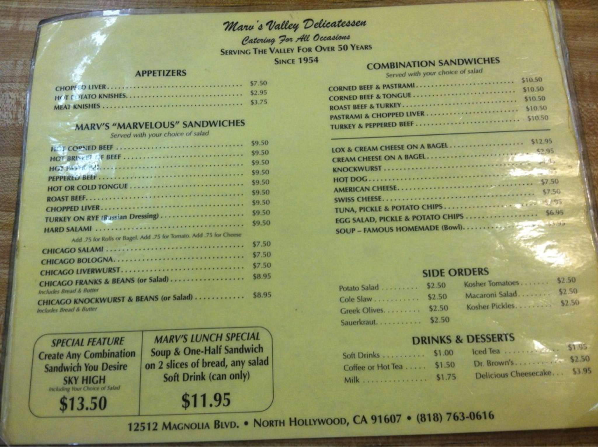 Marv's Deli & Catering Menu Urbanspoon/Zomato