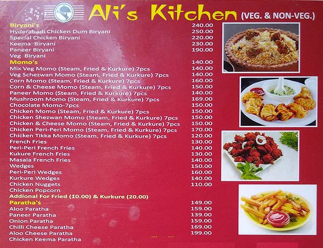 Ali S Kitchen Menu Menu For Ali S Kitchen Domlur Bangalore