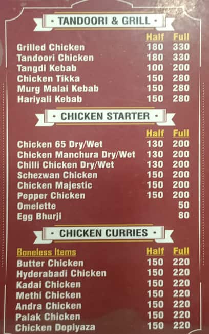 Hyd Zyqa Restaurant menu