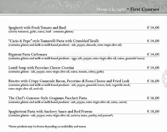Menu di The Church Palace 