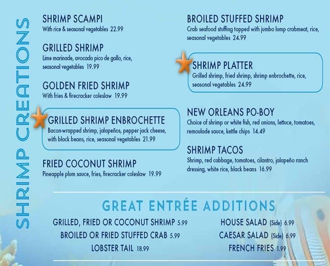 Menu at Downtown Aquarium pub & bar, Houston, 410 Bagby St