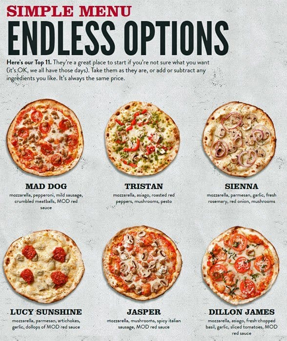 Mod Pizza Printable Menu