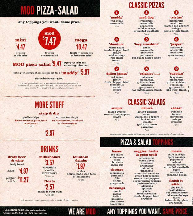 Mod Pizza Toppings Calories Mod Cake Pizza Name Menu Modpizza