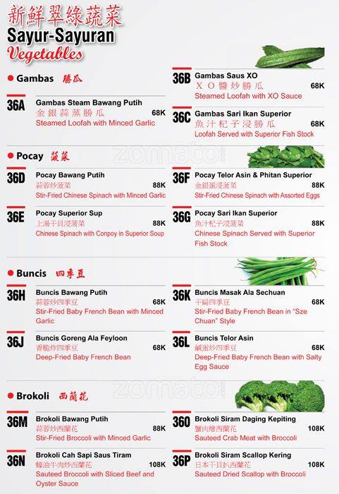 Feyloon menu