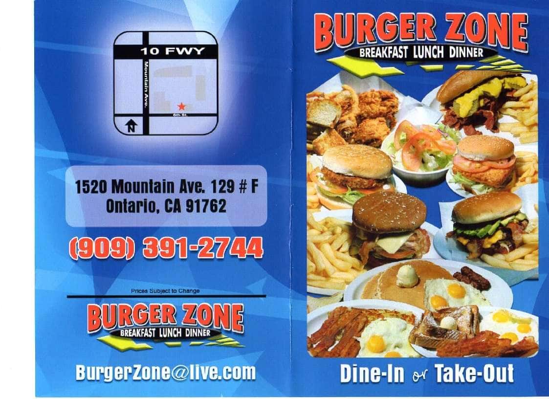 Burger Zone Menu, Menu for Burger Zone, Ontario, Inland Empire