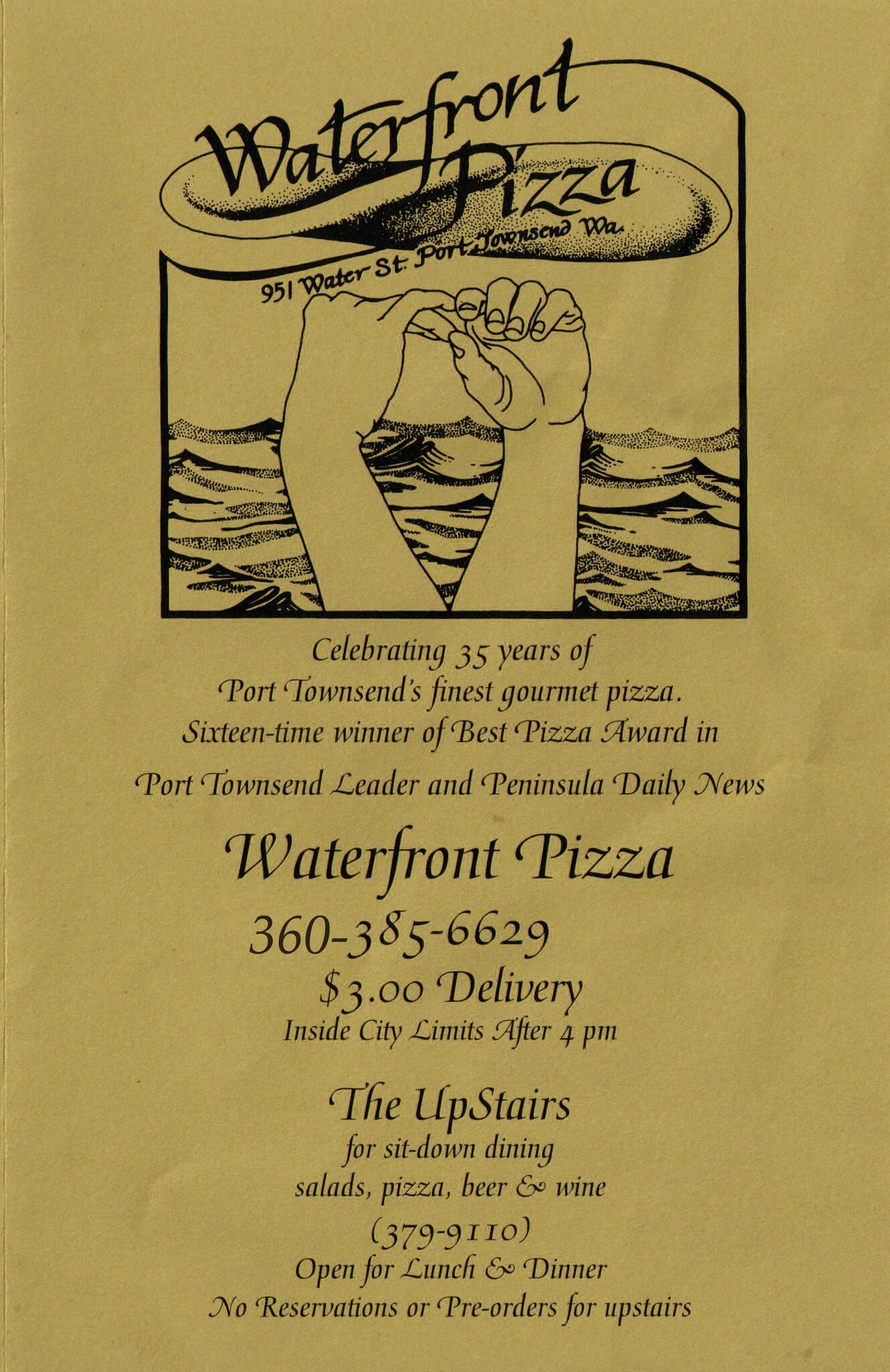 Waterfront Pizza Menu, Menu for Waterfront Pizza, Port Townsend, Port