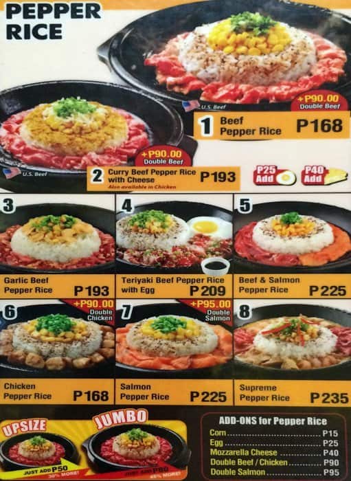 Pepper Lunch Express Menu, Menu for Pepper Lunch Express, Cubao, Quezon